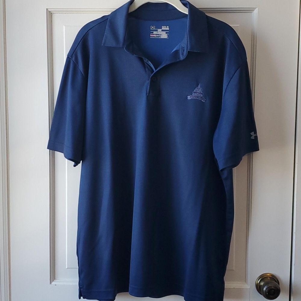 UNDER ARMOUR CONGRESSIONAL CC GOLF POLO SHIRT BLUE LARGE LOOSE FIT HEATGEAR